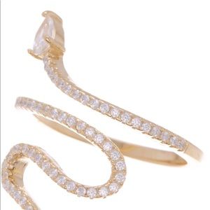 Adornia Snake Ring 14k gold plated Swarovski cristal accented